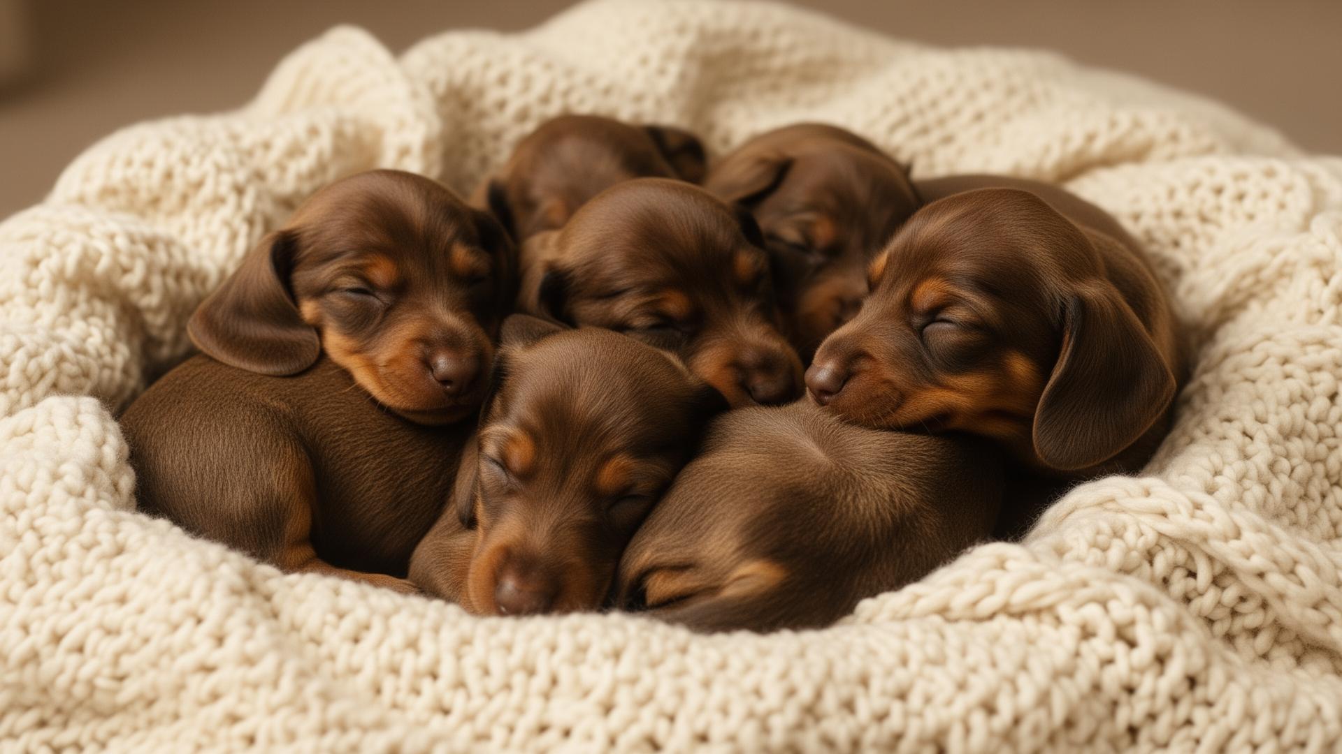 Sleeping dachshund puppies
